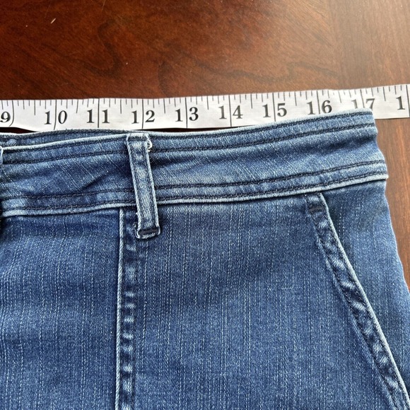 Barbour‎ Women’s Sz 10 Maddison Dark Wash Button Denim Skirt Pockets Stretch - Picture 6 of 8